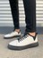 JY204 Flex Bağcıklı Keten Kumaş Erkek Günlük Sneaker Ayakkabı Kst - Beyaz/siyah 2
