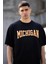 Unisex Bisiklet Yaka Baskılı Oversize T-Shirt - Siyah 1
