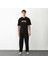 Unisex Bisiklet Yaka Baskılı Oversize T-Shirt - Siyah 2