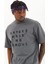 Unisex Oversize Baskılı Bisiklet Yaka T-Shirt - Füme 4
