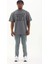 Unisex Oversize Baskılı Bisiklet Yaka T-Shirt - Füme 5