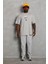 Unisex Oversize Baskılı Bisiklet Yaka T-Shirt - Gri 5