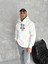 Kışlık Üç Iplik Kapşonlu Sweatshirt - Beyaz 2