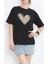 Sevgililer Günü Için Özel Tasarım Leopar Kalp Baskılı T-Shirt - Siyah 3