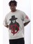 Unisex Oversize Baskılı Bisiklet Yaka T-Shirt - Gri 4