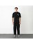 Unisex Bisiklet Yaka Baskılı Oversize T-Shirt - Siyah 1