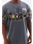 Unisex Bisiklet Yaka Baskılı Oversize T-Shirt - Gri 4