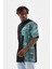 Unisex Bisiklet Yaka Baskılı Oversize T-Shirt - Siyah 5