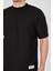Unisex Waffle Kumaş Rahat Kol T-Shirt - Siyah 5
