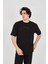 Unisex Jakar Kumaş Rahat Kol T-Shirt - Siyah 3