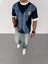 Unisex Bisiklet Yaka Baskılı Oversize T-Shirt - Siyah 1