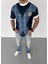 Unisex Bisiklet Yaka Baskılı Oversize T-Shirt - Siyah 4