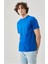 Unisex Düz Biskilet Yaka Oversize T-Shirt - Mavi 4