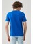 Unisex Düz Biskilet Yaka Oversize T-Shirt - Mavi 5