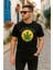Ön ve Arka Baskılı Oversize Bisiklet Yaka T-Shirt- Siyah 1