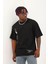 Unisex Oversize Baskılı Bisiklet Yaka T-Shirt - Siyah 3