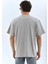 Unisex Oversize Taşlı Bisiklet Yaka T-Shirt - Gri 3