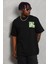 Unisex Oversize Baskılı Bisiklet Yaka T-Shirt - Siyah 2