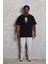 Unisex Oversize Baskılı Bisiklet Yaka T-Shirt - Siyah 5