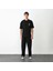 Unisex Bisiklet Yaka Baskılı Oversize T-Shirt - Siyah 1