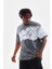 Unisex Bisiklet Yaka Baskılı Oversize T-Shirt - Gri 5
