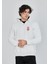 Unisex Baskılı Tam Fermuarlı Kapşonlu Sweatshirt - Beyaz 1