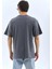 Unisex Oversize Taşlı Bisiklet Yaka T-Shirt - Füme 3