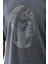 Unisex Oversize Taşlı Bisiklet Yaka T-Shirt - Füme 5