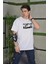 Unisex Bisiklet Yaka Baskılı Oversize T-Shirt - Beyaz 3