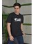 Unisex Bisiklet Yaka Baskılı Oversize T-Shirt - Siyah 3