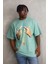 Unisex Baskılı Oversize T-Shirt - Mint Yeşili 5