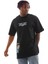Unisex Bisiklet Yaka Baskılı Oversize T-Shirt - Siyah 3