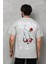 Unisex Bisiklet Yaka Baskılı Oversize T-Shirt - Gri 5