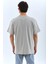 Unisex Oversize Taşlı Bisiklet Yaka T-Shirt - Gri 3