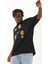 Unisex Oversize Baskılı Bisiklet Yaka T-Shirt - Siyah 2