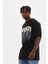 Unisex Baskılı Oversize T-Shirt - Siyah 5