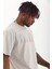 Unisex Oversize Taşlı Bisiklet Yaka T-Shirt - Gri 3