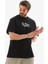 Unisex Bisiklet Yaka Baskılı Oversize T-Shirt - Siyah 4