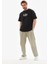 Unisex Bisiklet Yaka Baskılı Oversize T-Shirt - Siyah 5