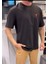Unisex Bisiklet Yaka Baskılı Oversize T-Shirt - Siyah 2