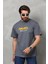 Unisex Basic Bisiklet Yaka Oversize T-Shirt - Füme 2
