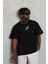 Unisex Oversize Baskılı Bisiklet Yaka T-Shirt - Siyah 3