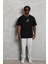 Unisex Oversize Baskılı Bisiklet Yaka T-Shirt - Siyah 5