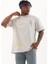Unisex Oversize Baskılı Bisiklet Yaka T-Shirt - Gri 2