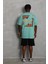 Unisex Oversize Baskılı Bisiklet Yaka T-Shirt - Mint Yeşili 2