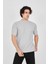 Unisex Waffle Kumaş Rahat Kol T-Shirt - Boyalı Gri 4