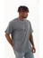 Unisex Oversize Baskılı Bisiklet Yaka T-Shirt - Füme 4