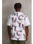 Unisex Baskılı Oversize T-Shirt - Beyaz 4