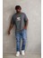 Unisex Baskılı Oversize T-Shirt - Füme 5