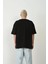 Unisex Baskılı Bisiklet Yaka Oversize T-Shirt - Siyah 4